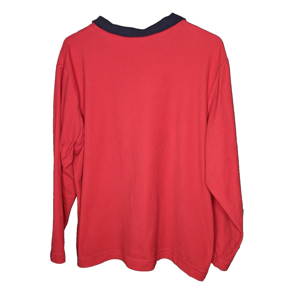 Lands End Womens XL 18-20 Red Pullover Black Collar 1/4 Zip Polyester - Picture 2 of 6